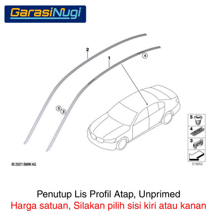 BMW G30 Roof Rail Lis Moulding Profil Penutup Atap Unprimed 520 525