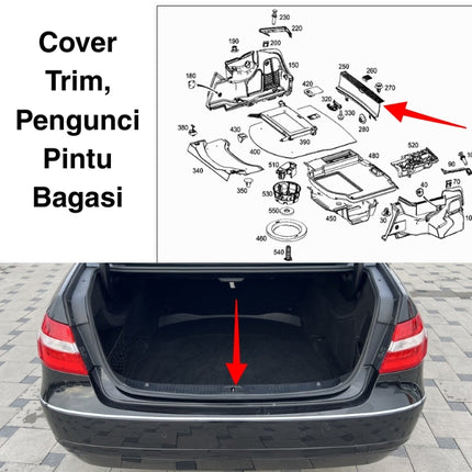 Mercedes W212 Cover Trim Pengunci Pintu Bagasi Trunk Latch Look Sill Trim E350 E550