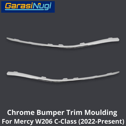 Chrome Lip Mercy W206 Spoiler Trim Bumper Depan Molding Mercedes C200 2021-2025