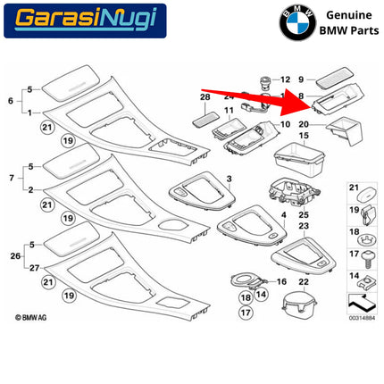 Asbak Rokok Ashtray Konsol Original BMW E90 320i 325i 325d
