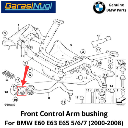 Front Control For BMW E65 E66 Arm Bushing Control Bantalan Kaki-Kaki Depan 730 753 2000-2008