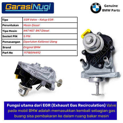 EGR Valve BMW F10 F20 F30 Katup Resirkulasi Gas Buang Diesel N47 B47 N57 11718594492