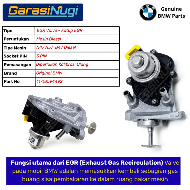 EGR Valve BMW F10 F20 F30 Katup Resirkulasi Gas Buang Diesel N47 B47 N57 11718594492