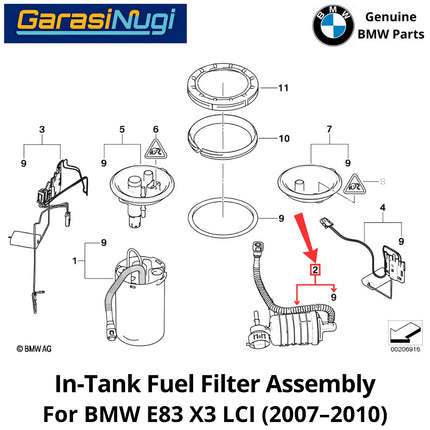 In-Tank Fuel For BMW E83 LCI Filter Assembly Saringan Bahan Bakar Dalam Tanki Dengan Regulator Tekanan N52 N52N X3 2007-2010