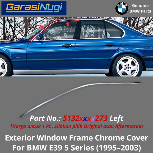 Exterior Window For BMW E39 Door Frame Cover Eksterior Penutup Bingkai Jendela 540 1995-2003