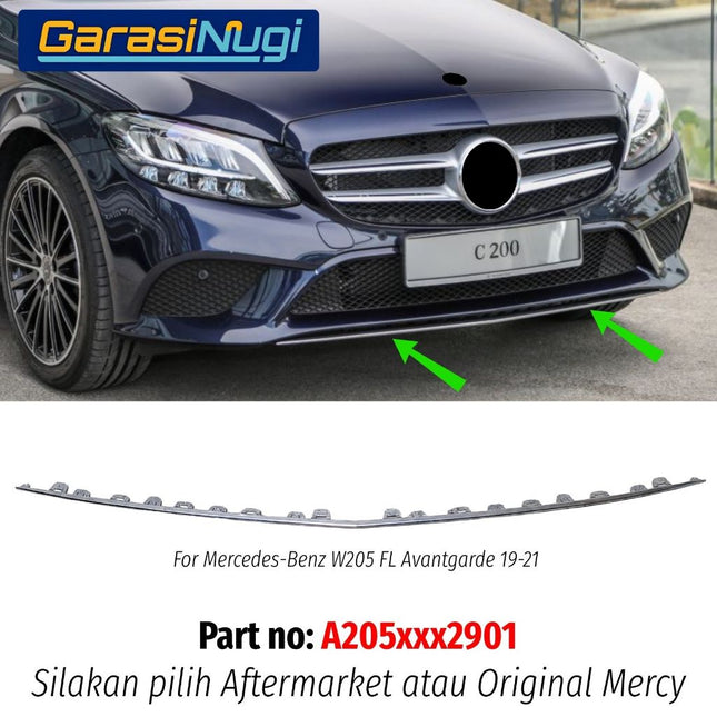 List Chrome Bemper Depan Mercy W205 Facelift Garnish Moulding Front Bumper Avantgarde C200