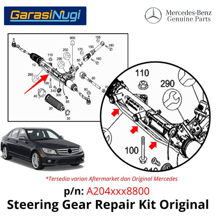 Steering Gear Repair Kit Mercedes W204 W207 Seal Pipa Jalur Oli Power Steering Original C200 E250