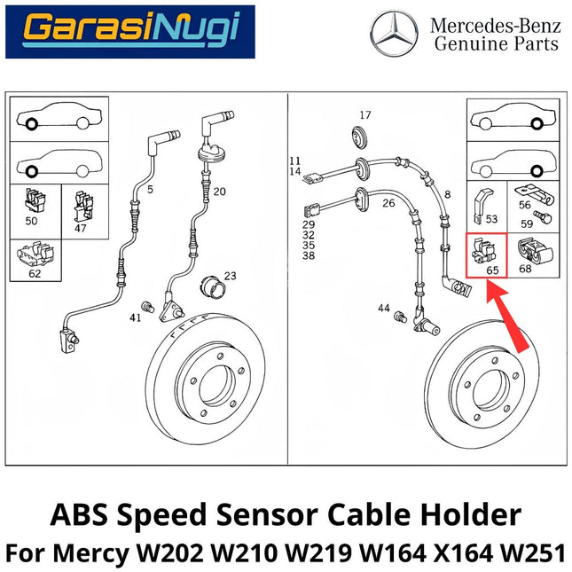ABS Speed Sensor Mercy W202 W210 W164 W251 Cable Holder Penahan Kabel Mercedes C180 E230 ML R350