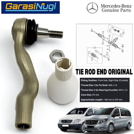 Tie Rod End Mercedes Vito Viano W639 Steering Linkage Luar Penghubung Kemudi Original 2003 - 2014