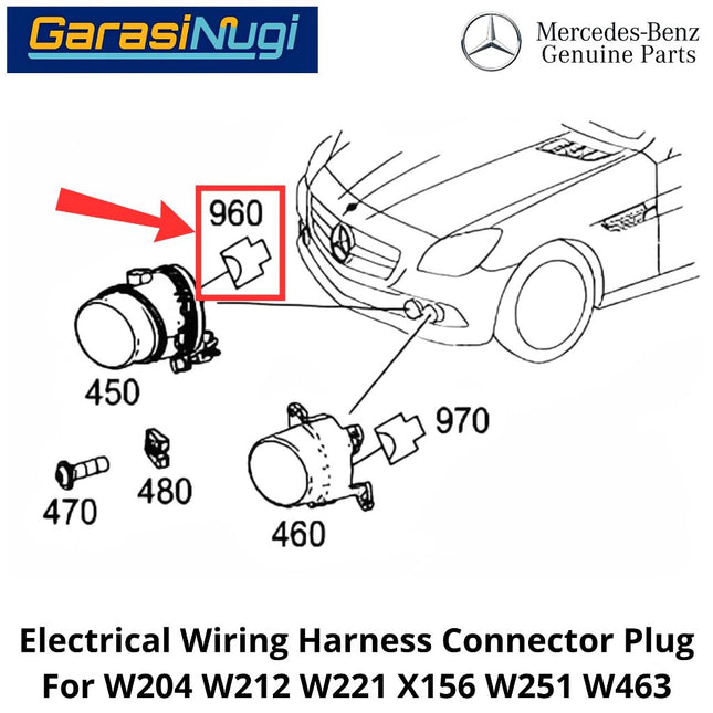 2-Pin Electrical Wiring Mercy W204 W212 W117 X156 Harness Connector Plug Konektor Kabel Lampu Kabut Depan Mercedes C200 E200 CLA