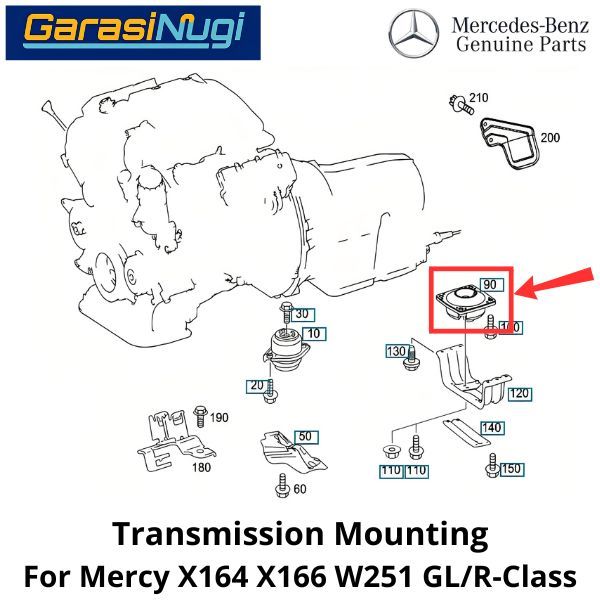 Transmission Mounting  Mercy X164 X166 W251 Rubber Bantalan Karet Transmisi GL R350