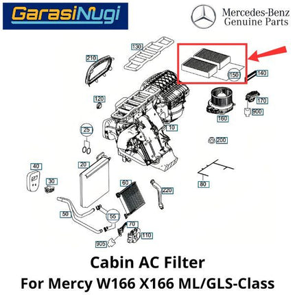Cabin Air Mercy W166 X166 Filter Saringan AC Kabin Mercedes ML GLS