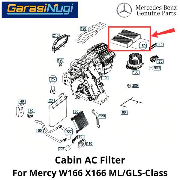 Cabin Air Mercy W166 X166 Filter Saringan AC Kabin Mercedes ML GLS