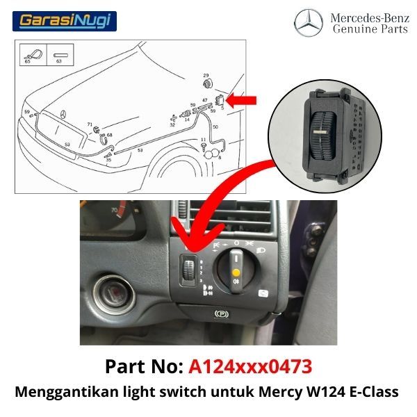 Switch For Mercy W124 Headlight Control Panel Sakelar Pengatur Lampu E230