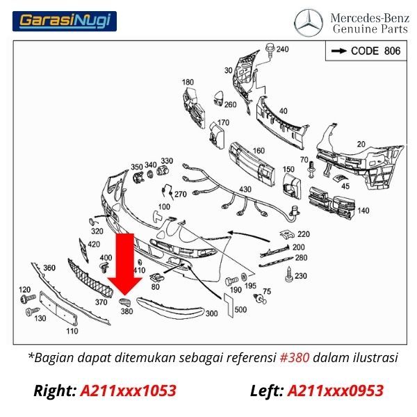 Fog Light Trim Mercy W211 Pre-Facelift AMG Cover Bracket Lampu Kabut E240 E280
