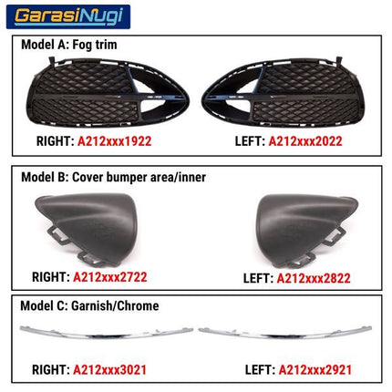Fog Trim New Mercedes W212 Facelift Bumper Strip Grille Chrome Cover E200