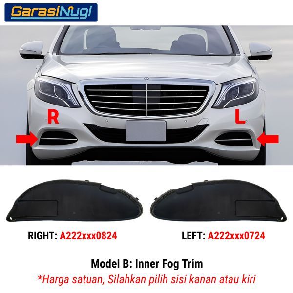 Fog Trim For Mercy W222 Pre-Facelift Cover Chrome Lampu Kabut Grill S450
