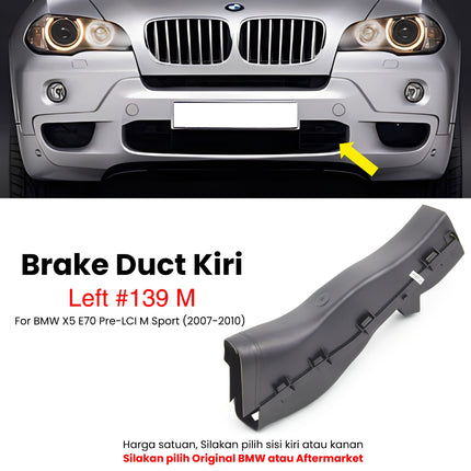 Brake Duct For BMW E70 Pre-LCI Bumper Depan Udara Rem Standart M Sport X5 2007-2010