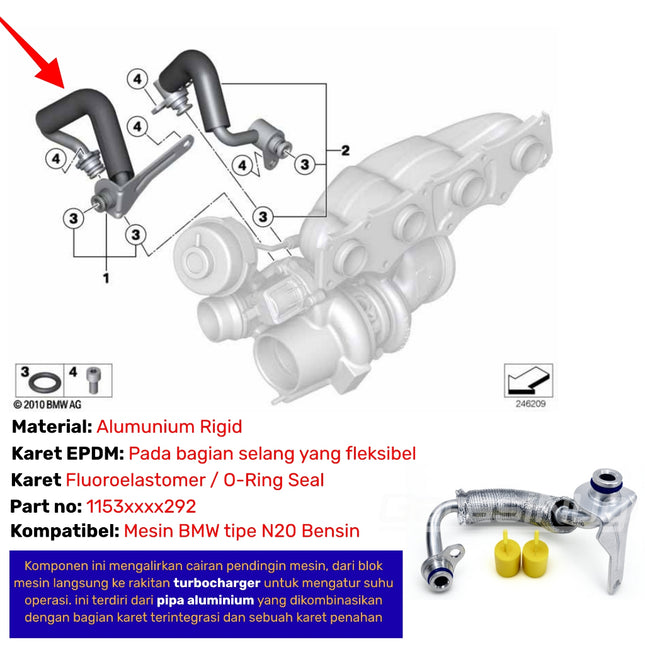 Coolant Pipe For BMW F30 F10 E84 Pipa Pendingin Turbocharger Original N20 320 520