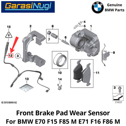 Front Brake For BMW E70 F15 E71 F86 Wear Sensor Kaber Indikator Keausan Kampas Rem Depan X5 X6
