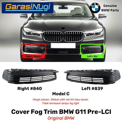 Fog Trim For BMW G11 G12 Pre-LCI Cover Chrome Lampu Kabut Grill Depan 730 750L