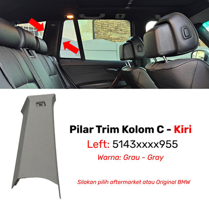 Pillar Trim Kolom C BMW E83 Panel Interior Bangku Belakang Rear Cover Gray Beige Original X3