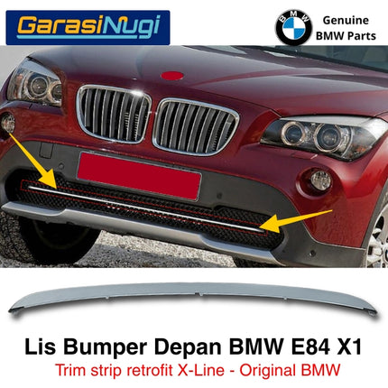 Lis Bumper Depan BMW E84 Chrome Matte Trim Strip Grille Bawah X-Line Original X1