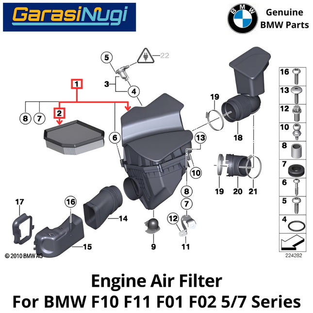 Air Filter For BMW F10 F11 F01 F02 Engine Intake Saringan Udara Mesin 520 730