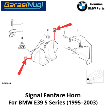 Horn Signal For BMW E39 LCI Fanfare High and Low Note Terompet Klakson 520 2001-2003