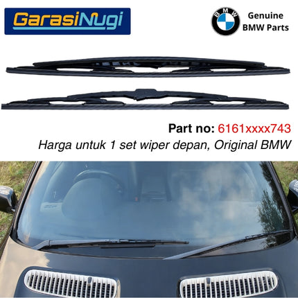 Wiper Depan BMW X5 E53 Original Sepasang Setir Kanan RHD Framed Bracket X5 2000 - 2006