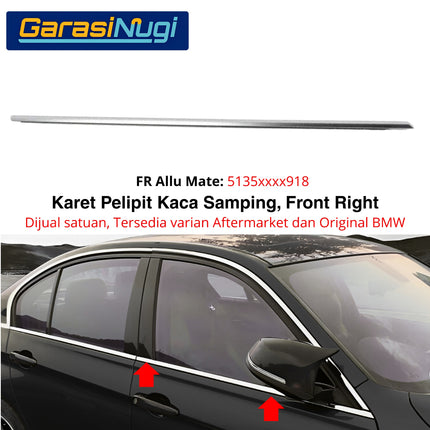 Karet Pelipit Kaca Depan BMW F30 F80 F31 List Chrome Gloss Black Trim Jendela Luar Original Weatherstrip 320