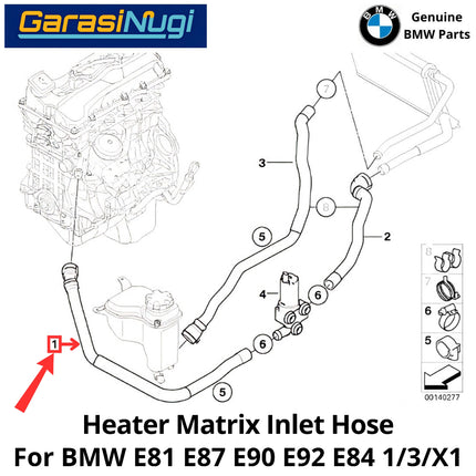 Engine Coolant For BMW E87 E90 E92 E84 Heater Matrix Inlet Hose Selang Saluran Masuk Pendingin Mesin 120 320 X1