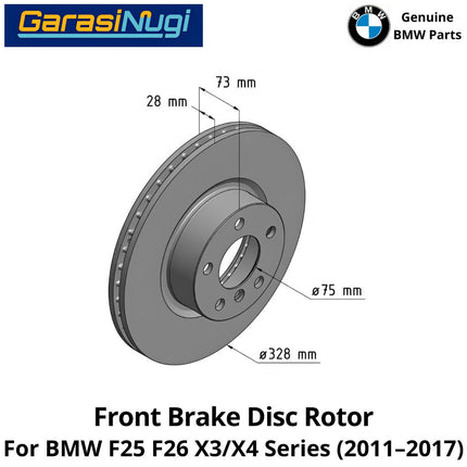 Front Brake Disc BMW F25 F26 Rotor 34106879122 Piringan Cakram Rem Depan Original X3 X4 2011-2017