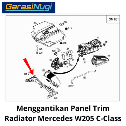Panel Trim Radiator Mercedes W205 Cold Air Intake Upper Bracket Saluran Udara Mercy C200 C250