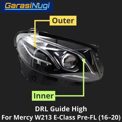 Sein DRL Guide Mercy W213 Pre-Facelift LED Eyebrow Light Lampu Alis Mercedes E200 E300 (2016–2020)
