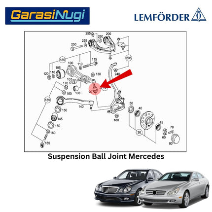 LEMFORDER Ball Joint Bawah Depan Mercy W211 W220 W219 2113300435 Front Axle E200 SL350