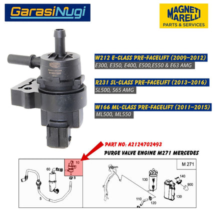 MARELLI Purge Valve 2124702493 Mercedes W212 R231 W166 Mesin M271 Original E300 SL500 ML