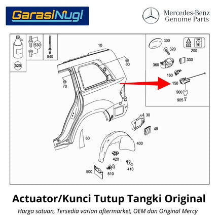 Actuator Tutup Tangki Mercy W164 X164 W251 Motor Central Lock Original Assembly ML GL R300
