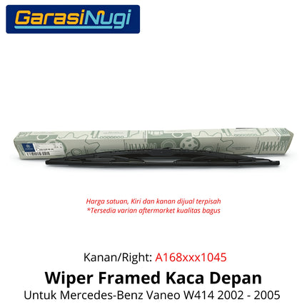 Mercedes Vaneo Wiper Framed Bracketed Front Window Kaca Depan Original W414 2002 - 2005