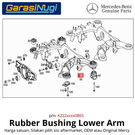 Rubber Bushing Mercedes W222 W221 W217 Karet Dudukan Arm Rear Axle Original 2223520865 S400 S500