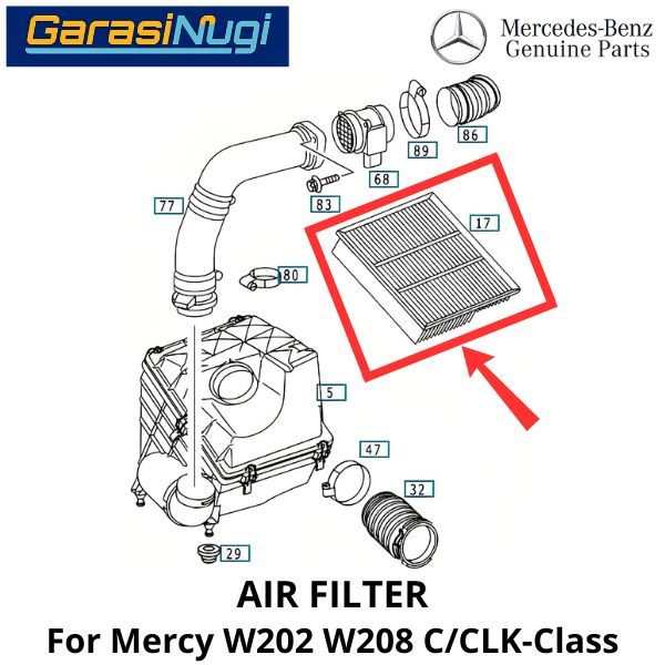 Air Filter Mercy W202 W208 Intake Udara Mesin Mercedes 6040941404 C180 CLK