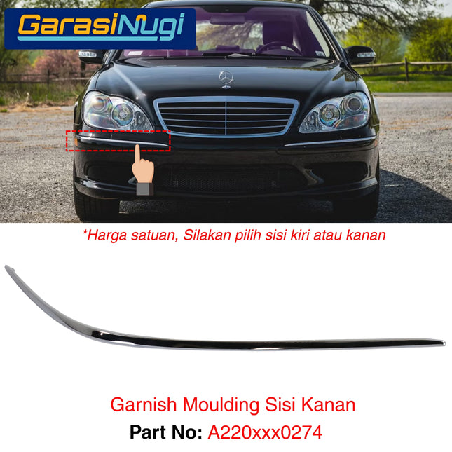 Chrome Stripe Mercy W220 Garnish Moulding Bemper Depan From Bumper S500