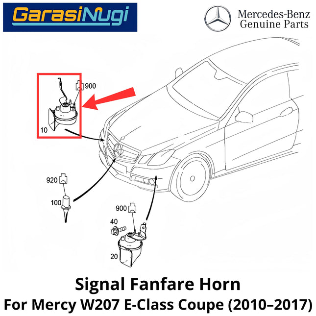 Electric Horn Signal Mercy W207 Fanfare High and Low Note Terompet Klakson Mercedes E250 E350