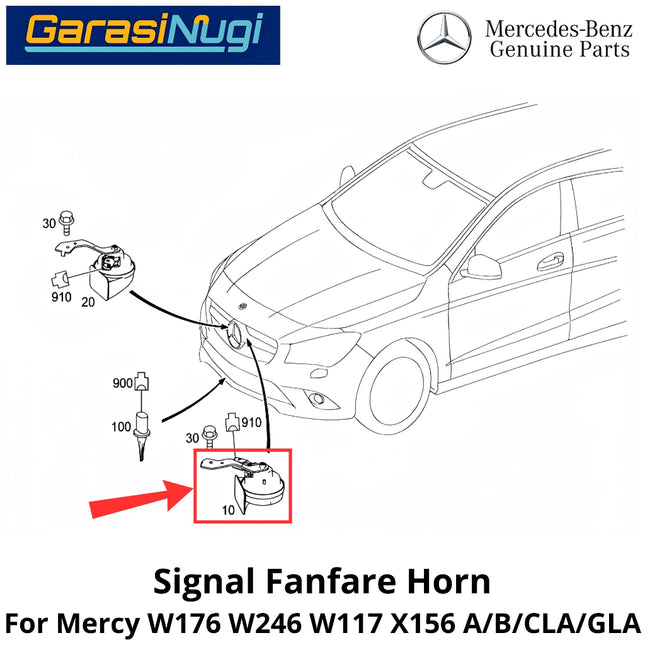 Electric Horn Signal Mercy W176 W246 W117 X156 Fanfare High and Low Note Terompet Klakson Mercedes A200 B180 GLA