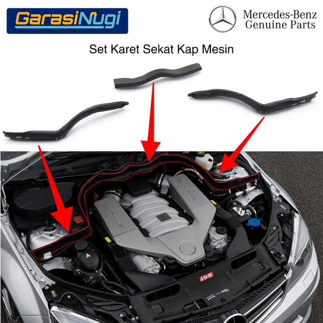 Mercedes W204 W207 Karet Lis Sekat Kap Mesin Cowl Seal Engine Hood Original C200 E200