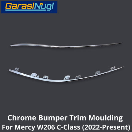 Chrome Lip Mercy W206 Spoiler Trim Bumper Depan Molding Mercedes C200 2021-2025
