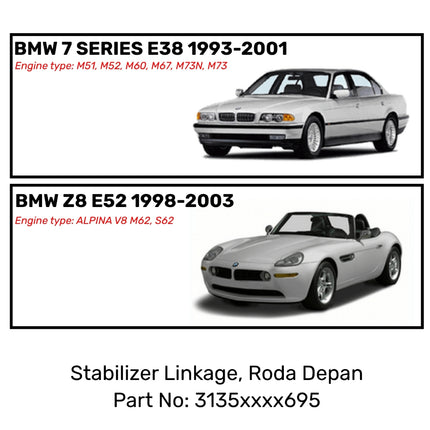 Stabilizer Linkage For BMW E38 E52 Shock Bar Penstabil Roda Depan Original 728 Z8