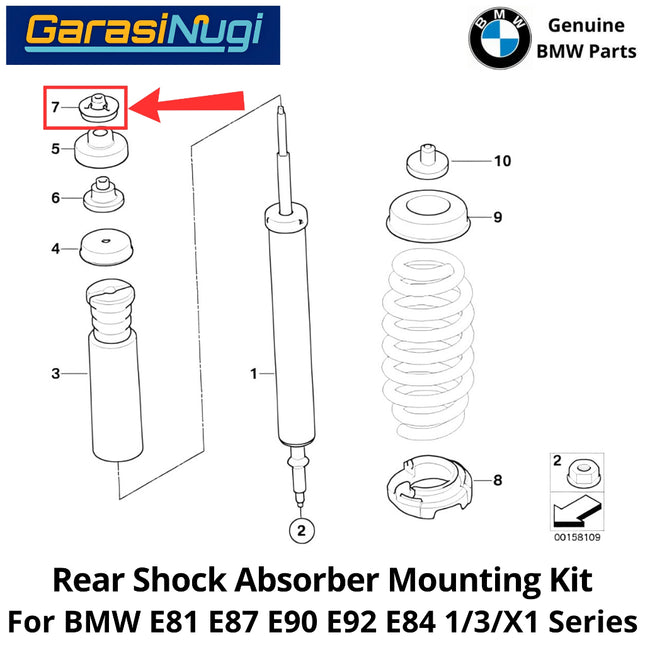 Rear Shock For BMW E81 E90 E84 Absorber Mounting Kit Dudukan Penyangga Peredam Kejut Belakang 120 320 X1