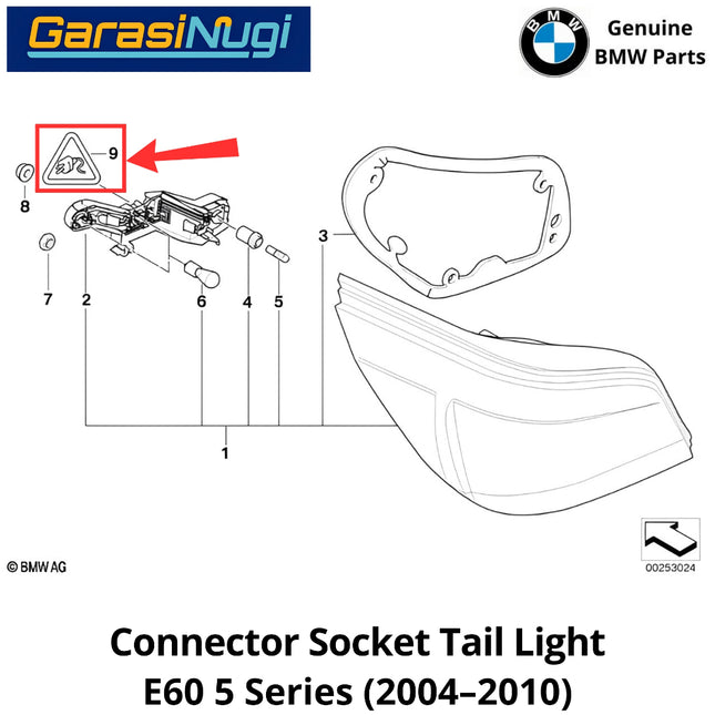 Connector Tail Light For BMW E60 Socket Soket Rumah Konektor Rangkaian Lampu Bagasi Belakang 520 2004-2010