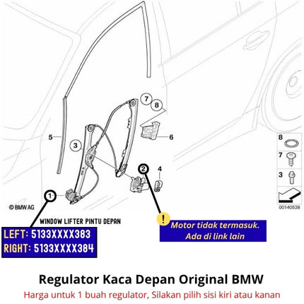 Window Regulator BMW E60 E61 Lifter Pengatur Jendela Pintu Depan Original 525 528